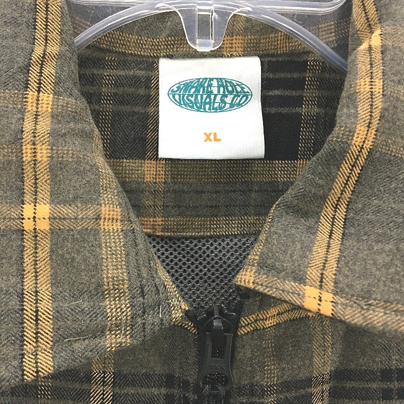 Snake Hole Plaid Runner Orange Black Boxy Zip-Thru Shirt Mens Size XL NEW - Image 5