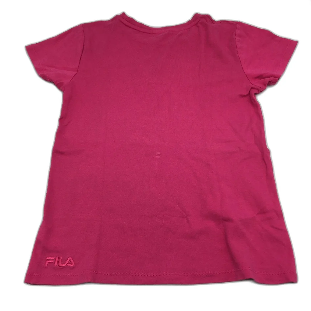 FILA Embroidered Logo Standard Slim Fit Magenta T-Shirt Ladies Size 8 - Image 2