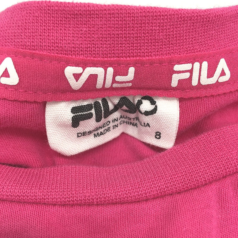 FILA Embroidered Logo Standard Slim Fit Magenta T-Shirt Ladies Size 8 - Image 4