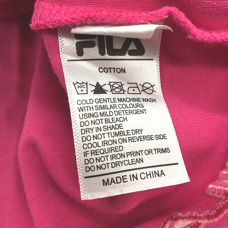 FILA Embroidered Logo Standard Slim Fit Magenta T-Shirt Ladies Size 8 - Image 5