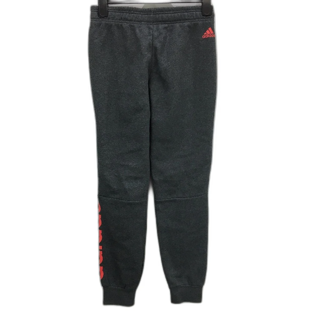 Adidas Elastic Waist Dark Grey Soft Fleece Lined Track Pants Ladies Size S - Image 2