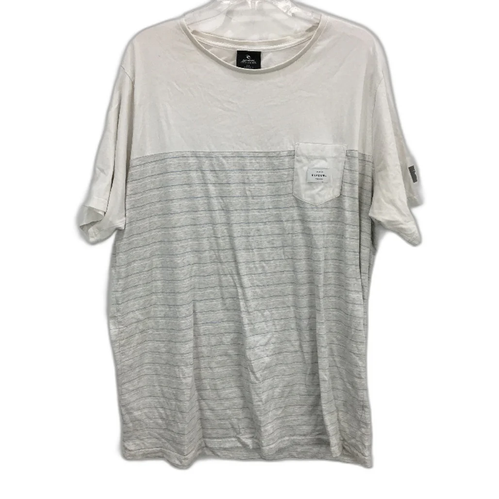 Rip Curl Cream Striped Standard Cotton Short Sleeve Classic T-Shirt Mens 3XL