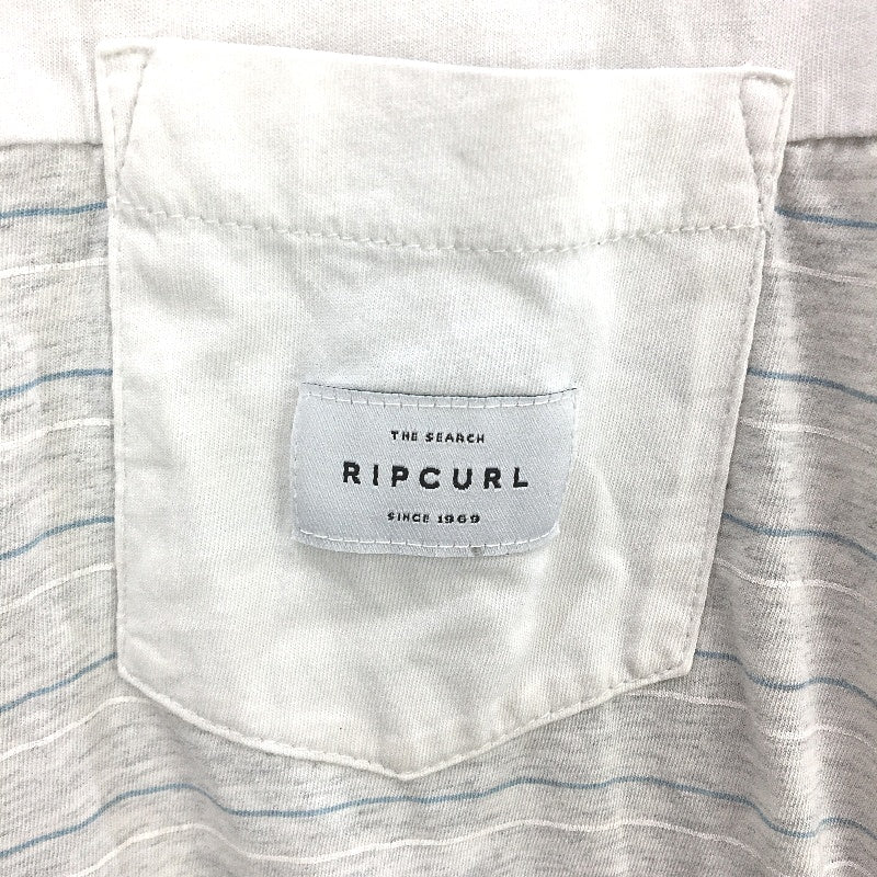 Rip Curl Cream Striped Standard Cotton Short Sleeve Classic T-Shirt Mens 3XL - Image 4