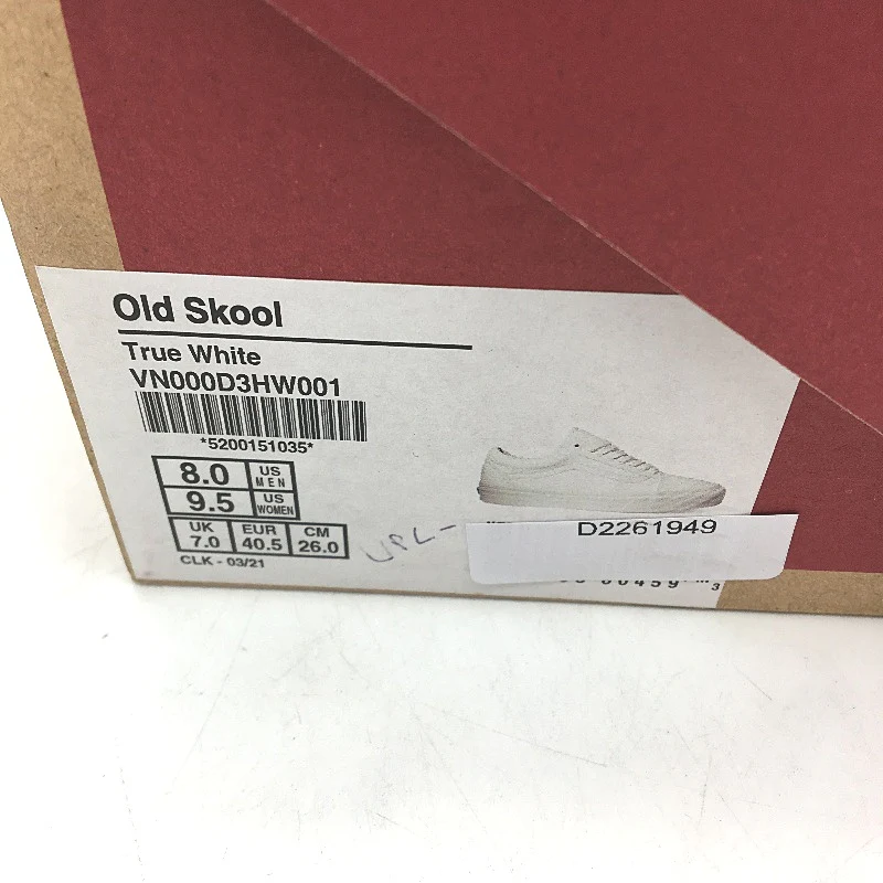 Vans True White Old Skool Lace Up Skate Shoes Unisex US M8 L9.5 EU 40.5 NEW - Image 6