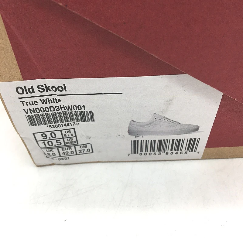 Vans True White Old Skool Lace Up Skate Shoes Unisex US M9 L10.5 EU 42 NEW - Image 6