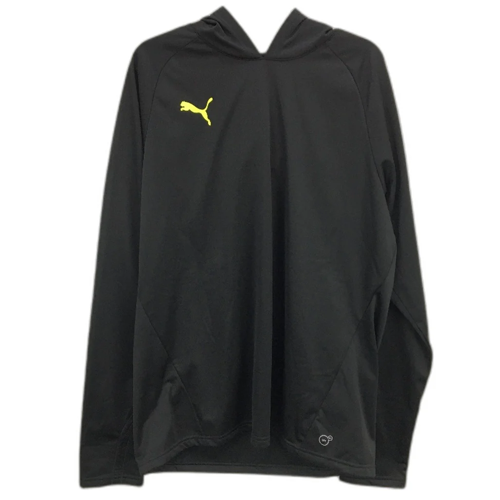 Puma DryCell Satin Fleece Lined Pullover Black Hooded Sweatshirt Men Size XL