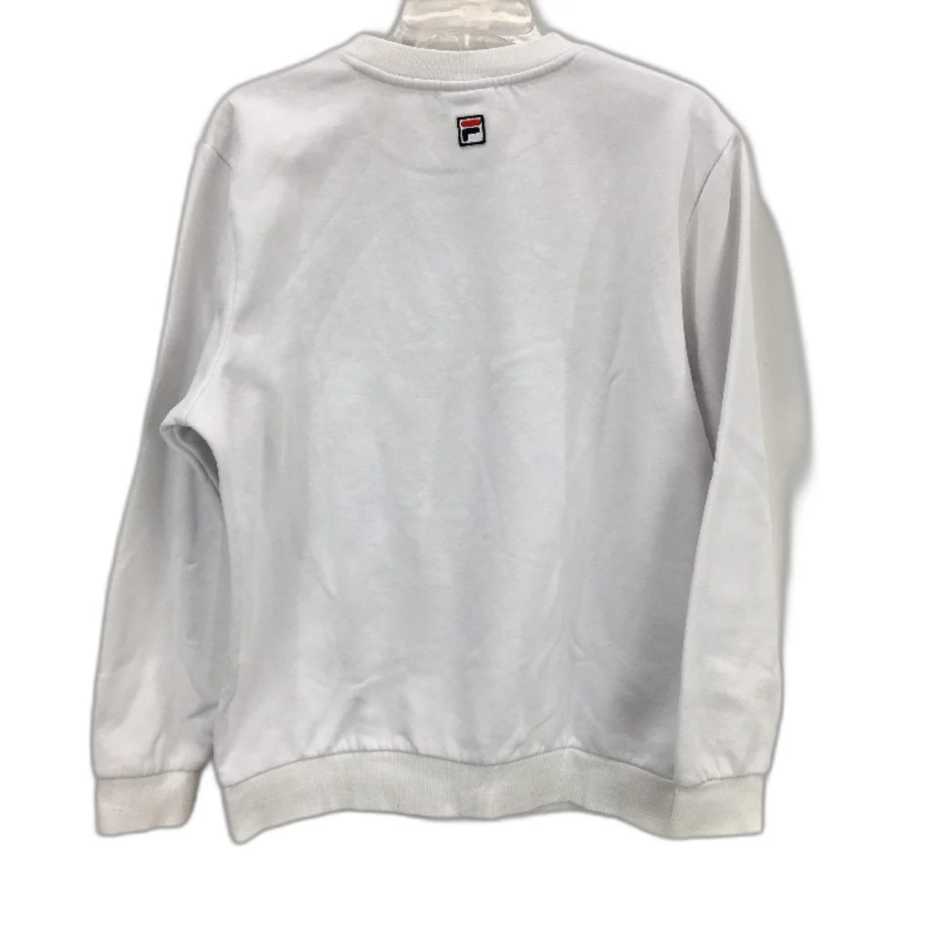 FILA Logo Print White Cotton Blend Brushed Fleece Sweatshirt Men Size Small - Image 2