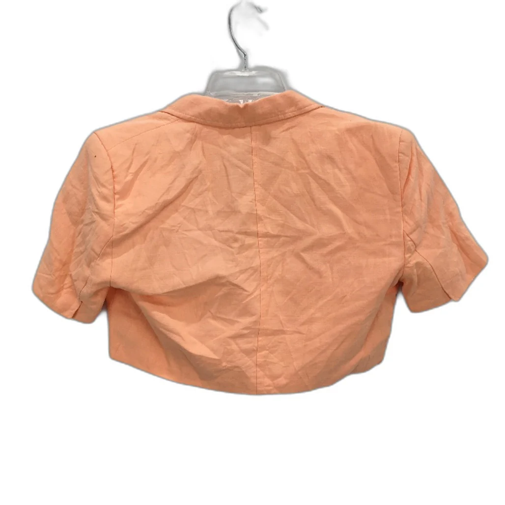 Zara Linen Peach Pink Cropped Single Breasted Blazer Top Ladies Size Medium - Image 2