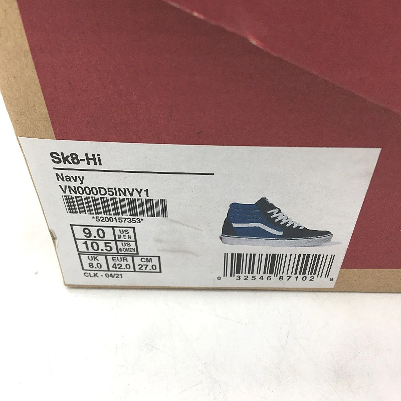 Vans Navy Blue Black Canvas Sk8-HI Skate Sneakers Unisex US M9 L10.5 EU 42 NEW - Image 6