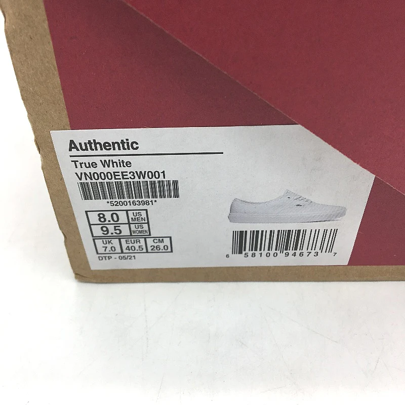 Vans True White Authentic Lace Up Low Top Skate Shoes Unisex US M8 L9.5 EU40 NEW - Image 6