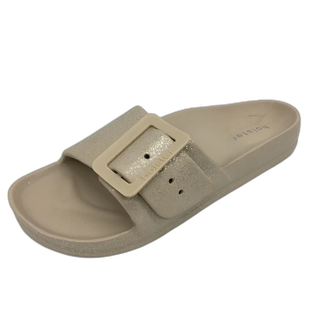 Holster Australia Sand Beige Solace Buckle Glitter Slide Ladies AU 10 EU 41 NEW