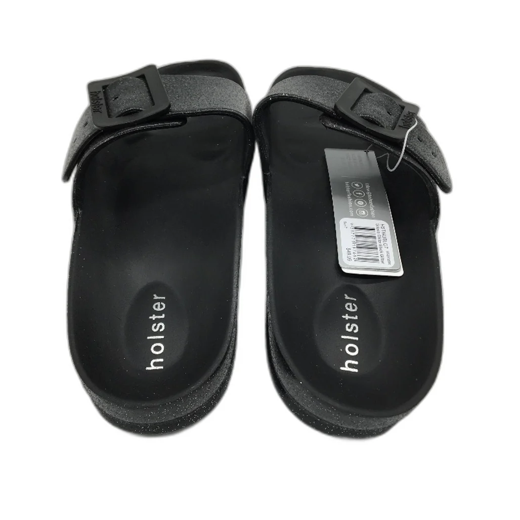 Holster Australia Black Solace Buckle Glitter Slide Sandal Ladies AU 7 EU 38 NEW - Image 4