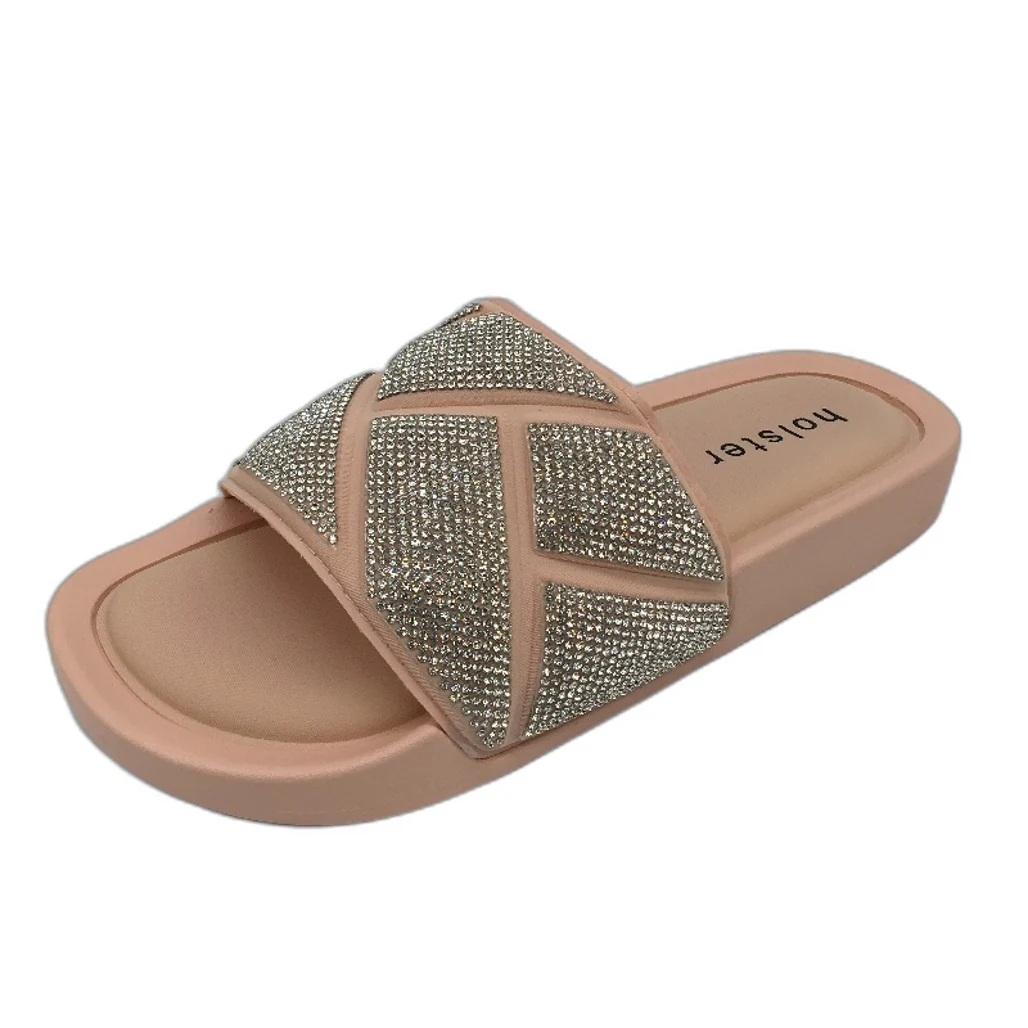 Holster Australia Sooth Rose Blush Glitter Detail Slides Ladies AU 8 EU 39 NEW