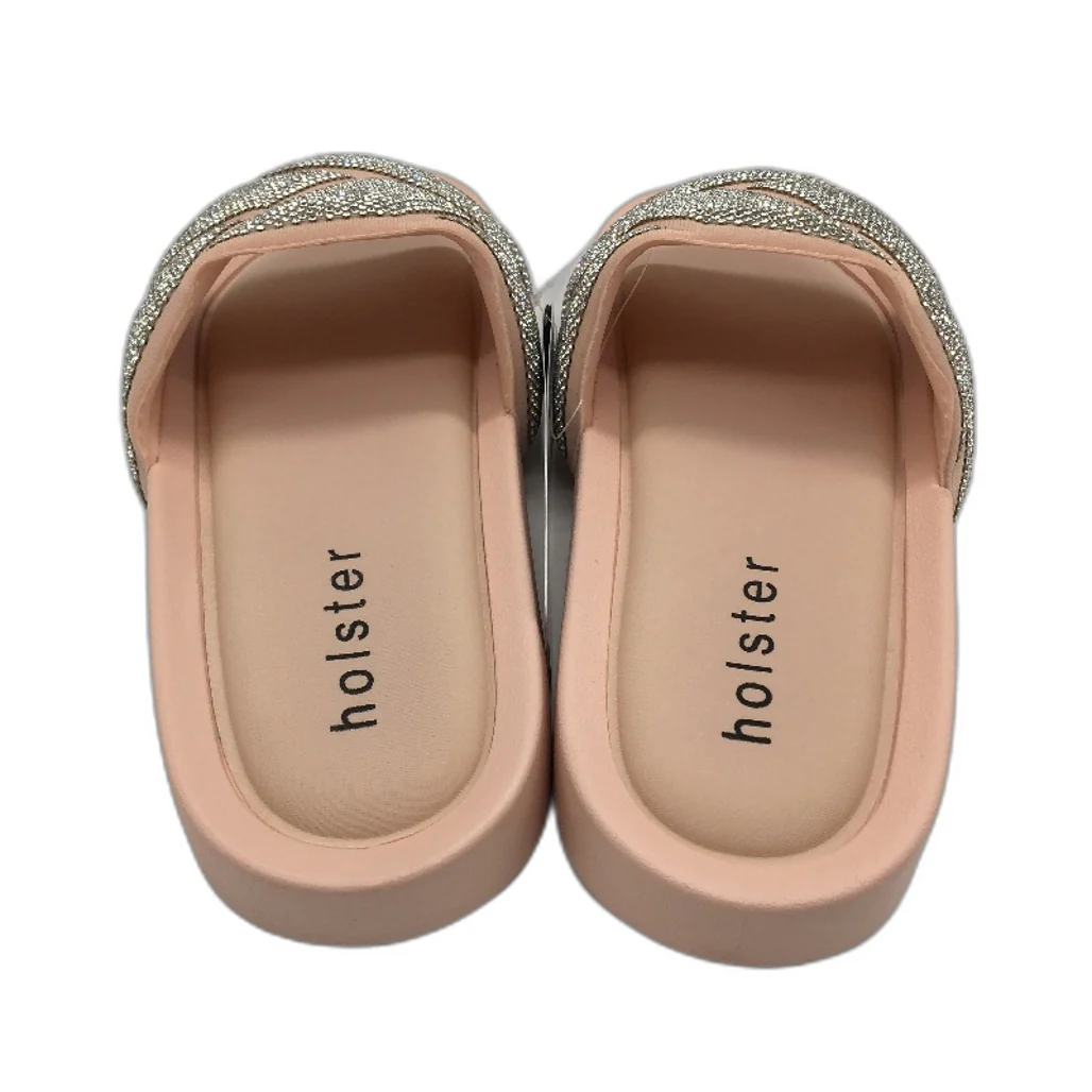 Holster Australia Sooth Rose Blush Glitter Detail Slides Ladies AU 8 EU 39 NEW - Image 4