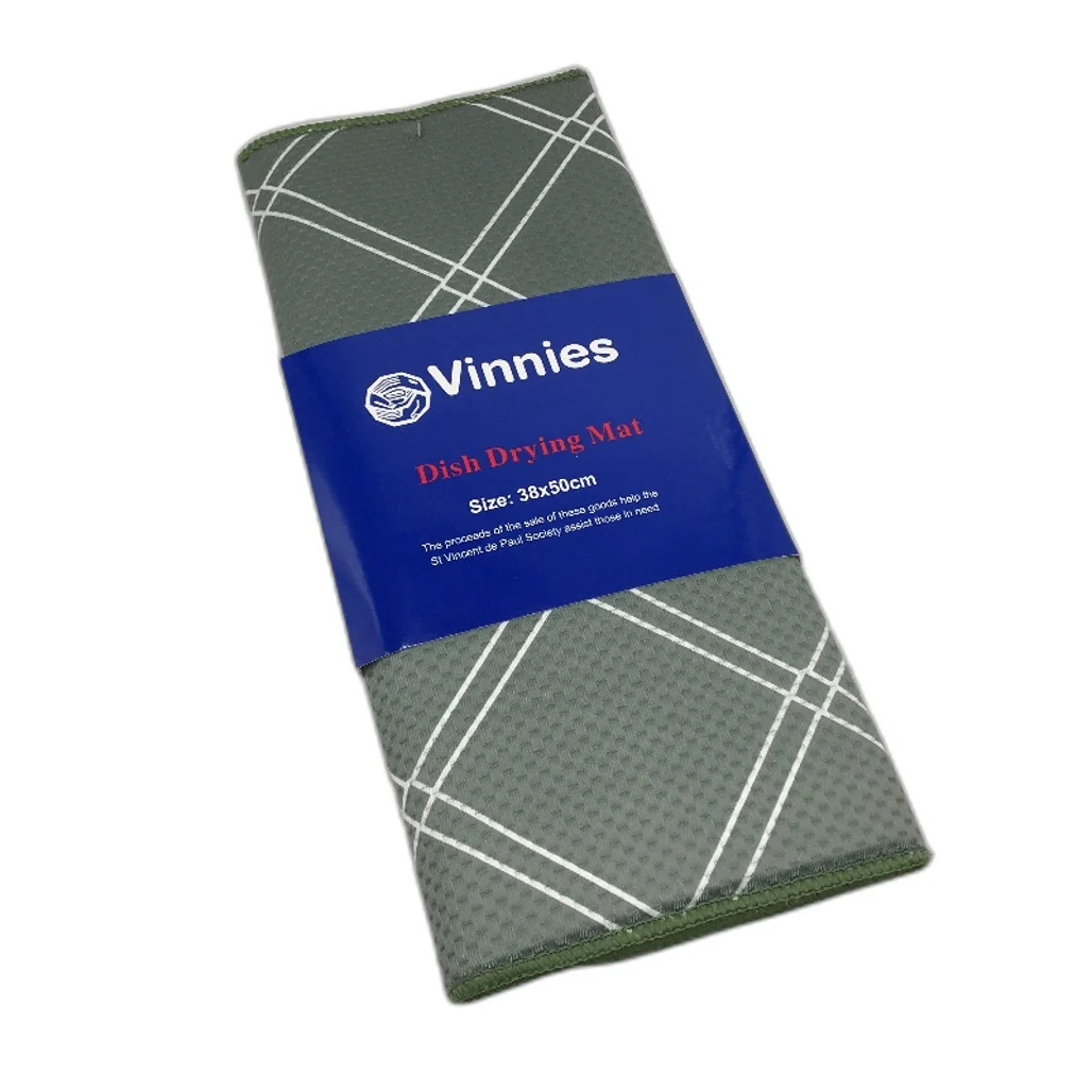 Microfibre 3Pck Green, Grey & Khaki Cushioned Dish Drying Mat Pack 38x50cm NEW - Image 2