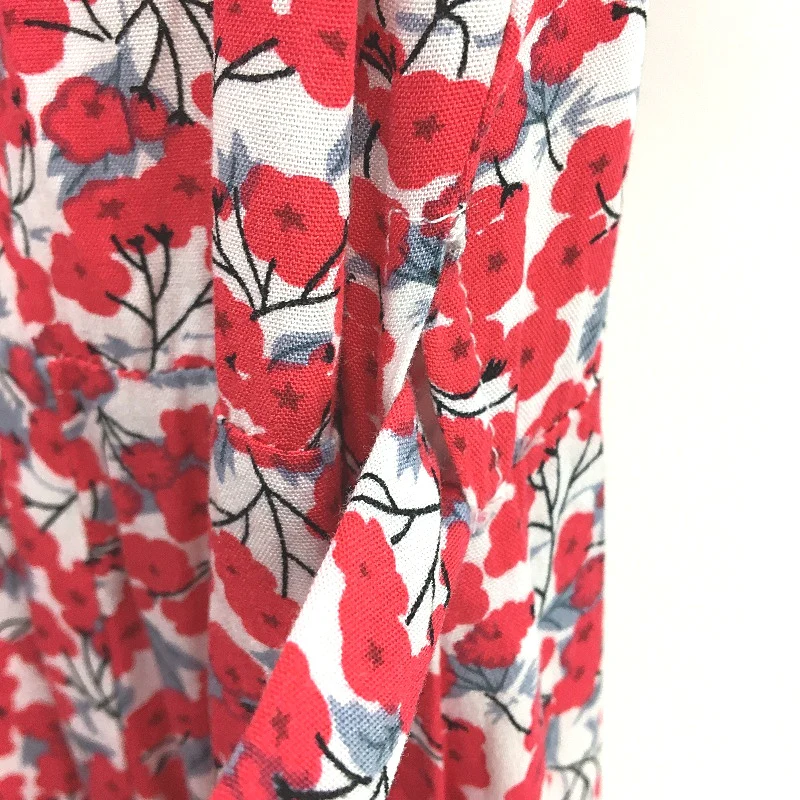 Yours Truly Open Front Lace Up Red Floral Wrap Dress Ladies Size AU 10 - Image 3
