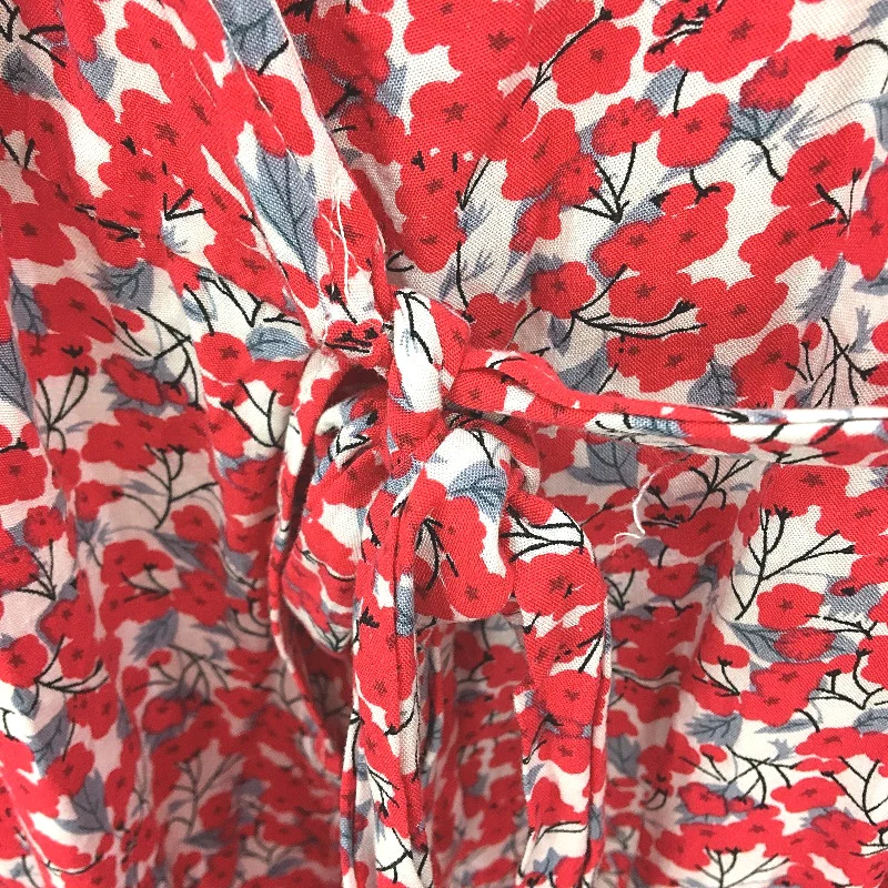 Yours Truly Open Front Lace Up Red Floral Wrap Dress Ladies Size AU 10 - Image 5