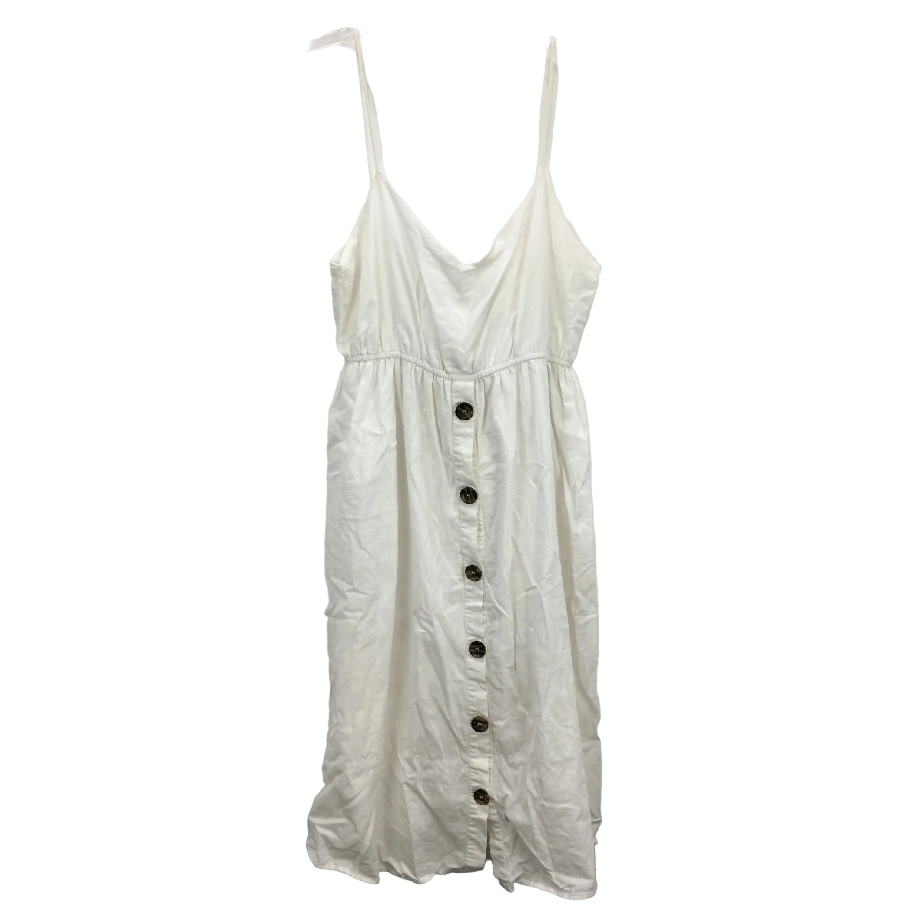 Ghanda Bow Back Strappy Sweetheart White Linen Summer Dress Ladies Size Large