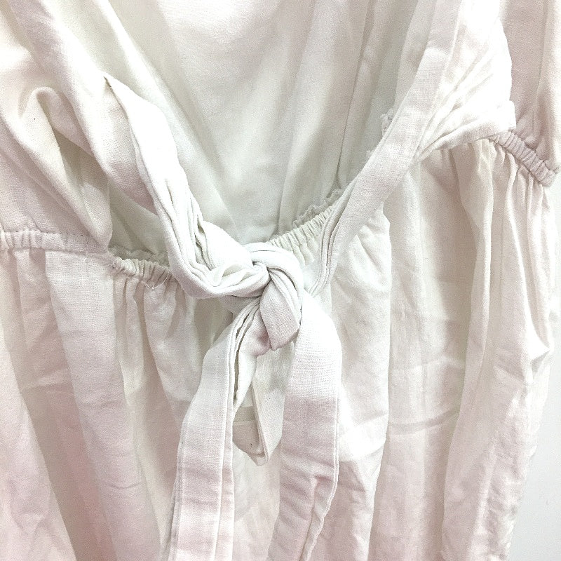 Ghanda Bow Back Strappy Sweetheart White Linen Summer Dress Ladies Size Large - Image 3