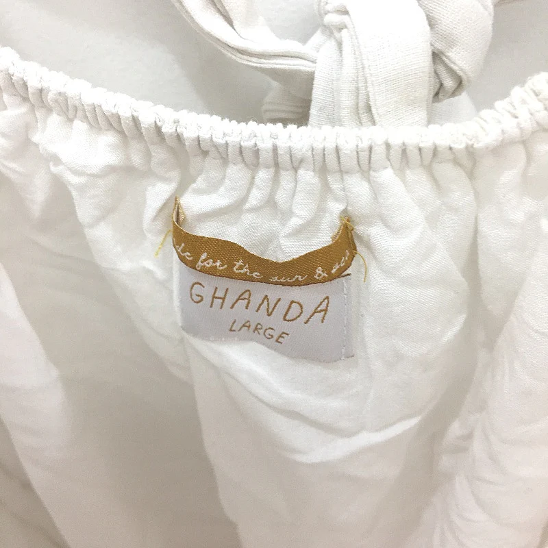Ghanda Bow Back Strappy Sweetheart White Linen Summer Dress Ladies Size Large - Image 4