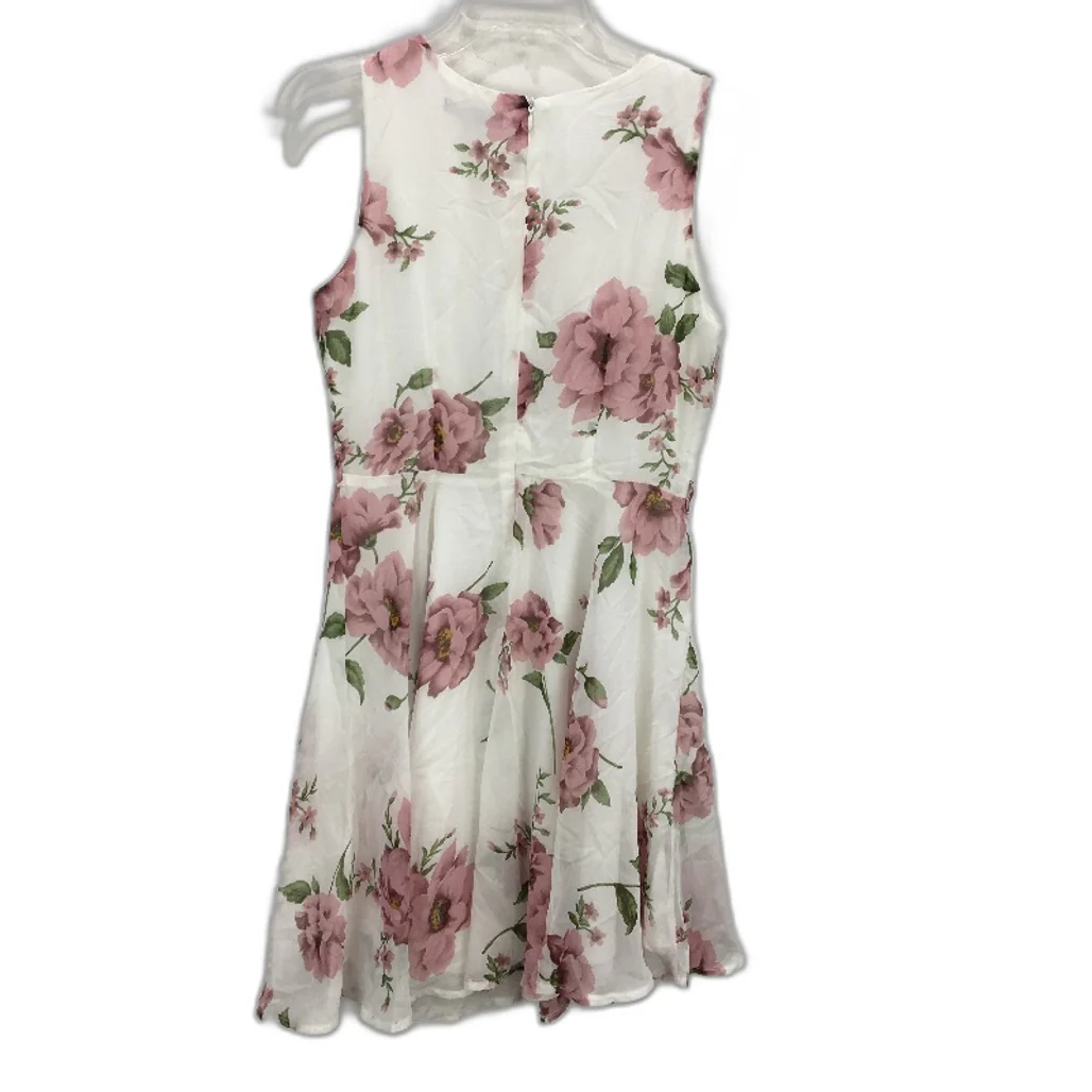 Caroline Morgan A Line White Pink Floral Sleeveless Mini Dress Ladies Size 8 - Image 2