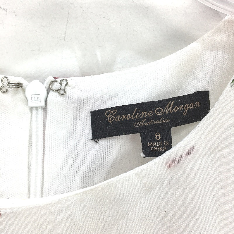Caroline Morgan A Line White Pink Floral Sleeveless Mini Dress Ladies Size 8 - Image 6