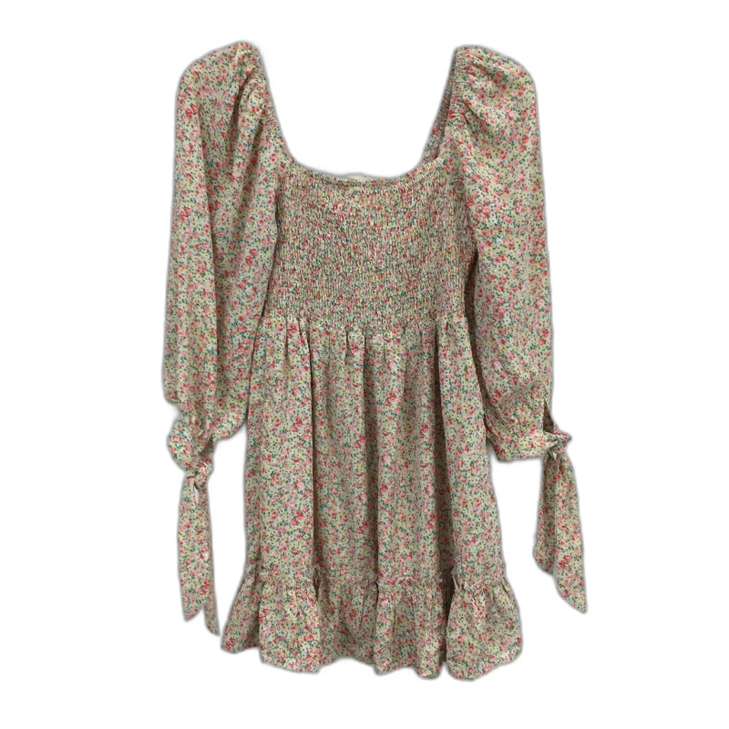 Cass & Cat Ruched Chest Princess Sleeve Multi Floral Mini Dress Ladies Size 6 - Image 2