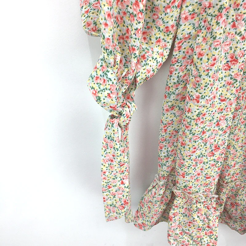 Cass & Cat Ruched Chest Princess Sleeve Multi Floral Mini Dress Ladies Size 6 - Image 3