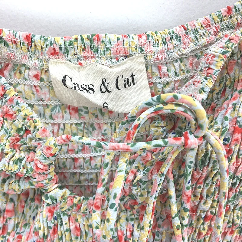Cass & Cat Ruched Chest Princess Sleeve Multi Floral Mini Dress Ladies Size 6 - Image 4
