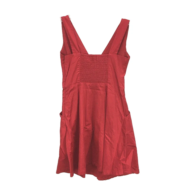 Portmans Sleeveless Red Cotton V Neck Pocketed Mini Dress Ladies Size 6 - Image 2
