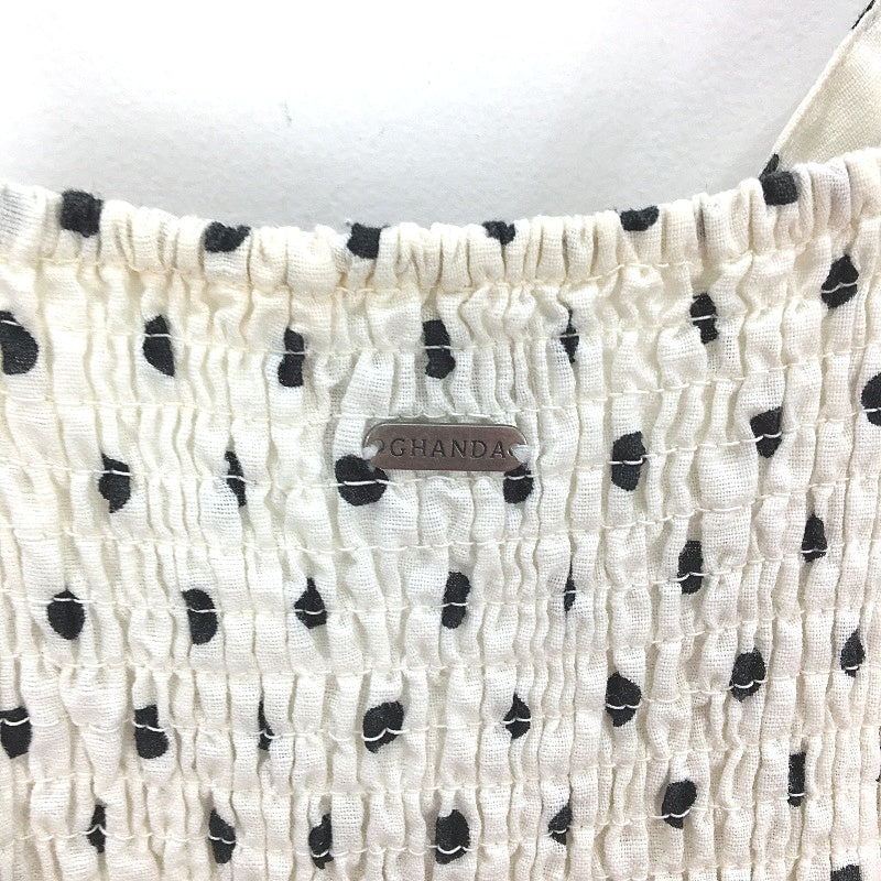 Ghanda Strappy Black Polka Dot Linen Blend White Mini Dress Ladies Size Medium - Image 3