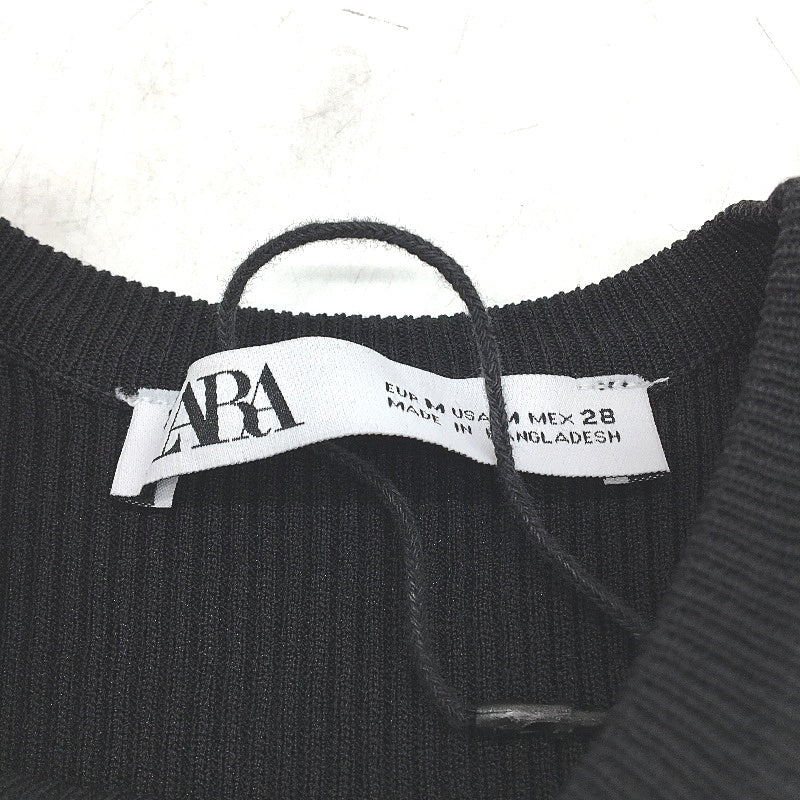 Zara Asymmetrical Ribbed Slim Fit Black Cutout Sleeveless Top Ladies Size Medium - Image 3
