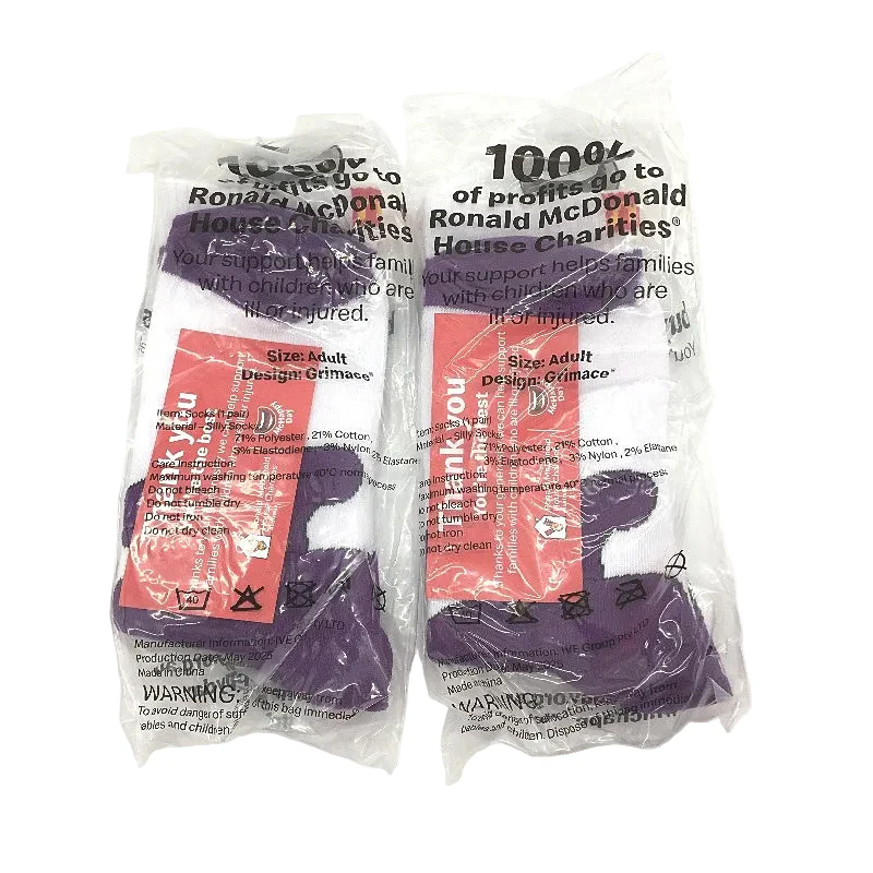 McDonald's McHappy Day Silly Socks 2 Pack Grimace Unisex One Size Adult NEW - Image 3