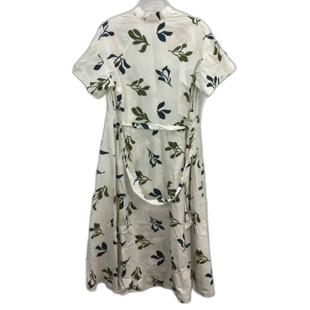 Zara 100% Cotton Cream With Green Leaf Short Sleeve Dress Ladies Size M NEW - Image 2