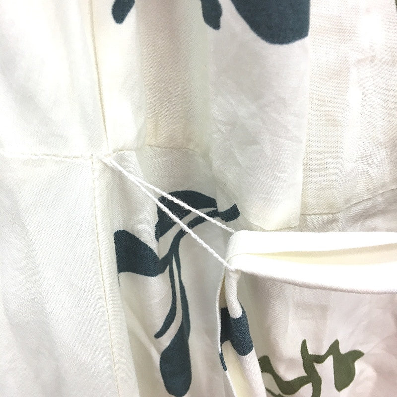 Zara 100% Cotton Cream With Green Leaf Short Sleeve Dress Ladies Size M NEW - Image 3
