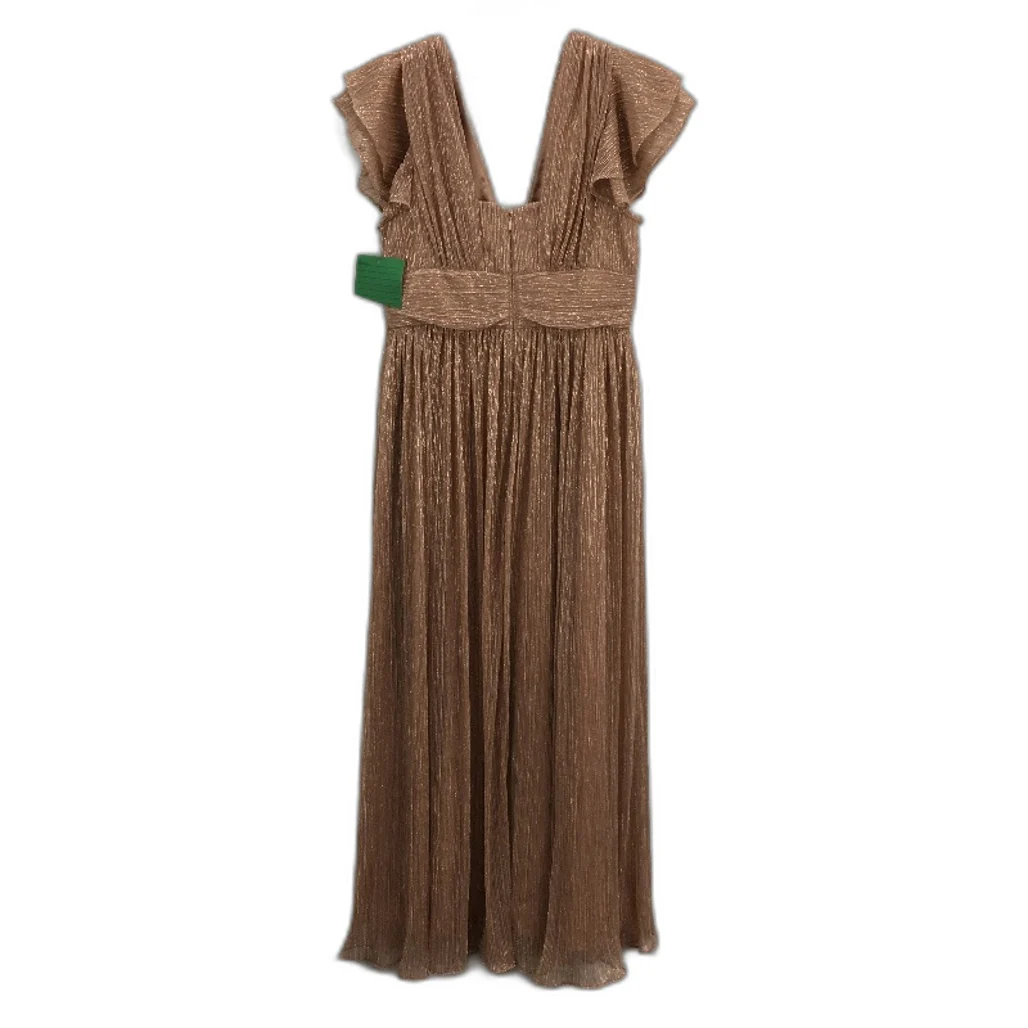 Tokito Myer Metallic Golden Blush Flowy Satin Lined Dress Ladies Size 10 NEW - Image 2