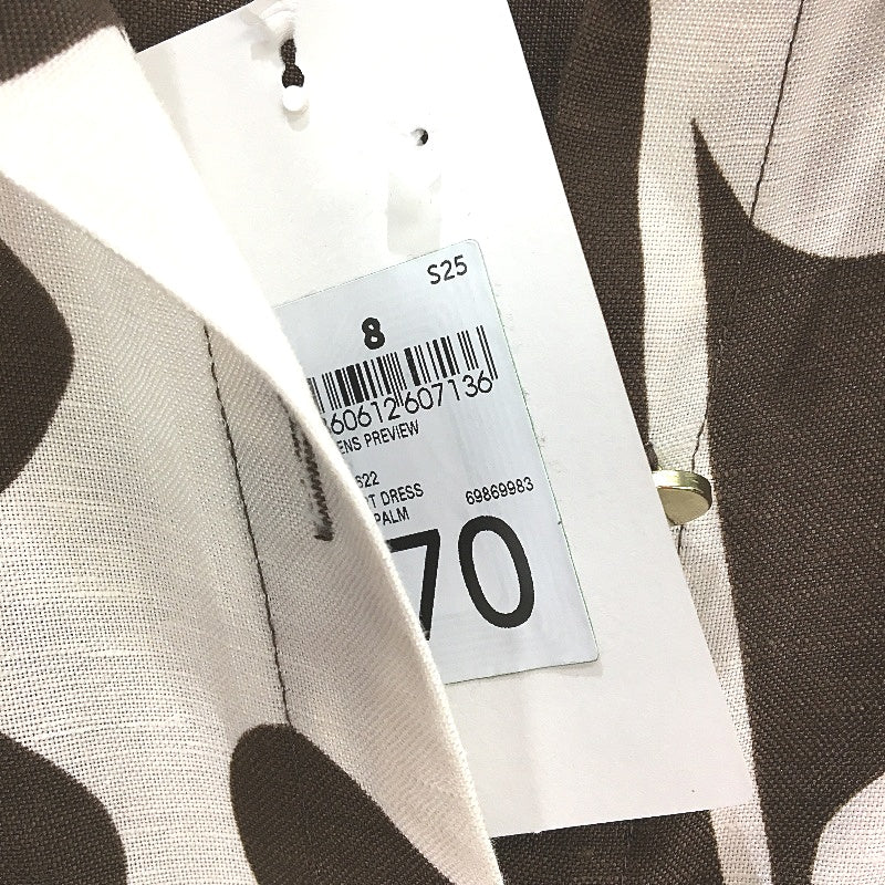 Preview Brown & Cream Patterned Linen Blend Shirt Dress Ladies Size 8 NEW - Image 4