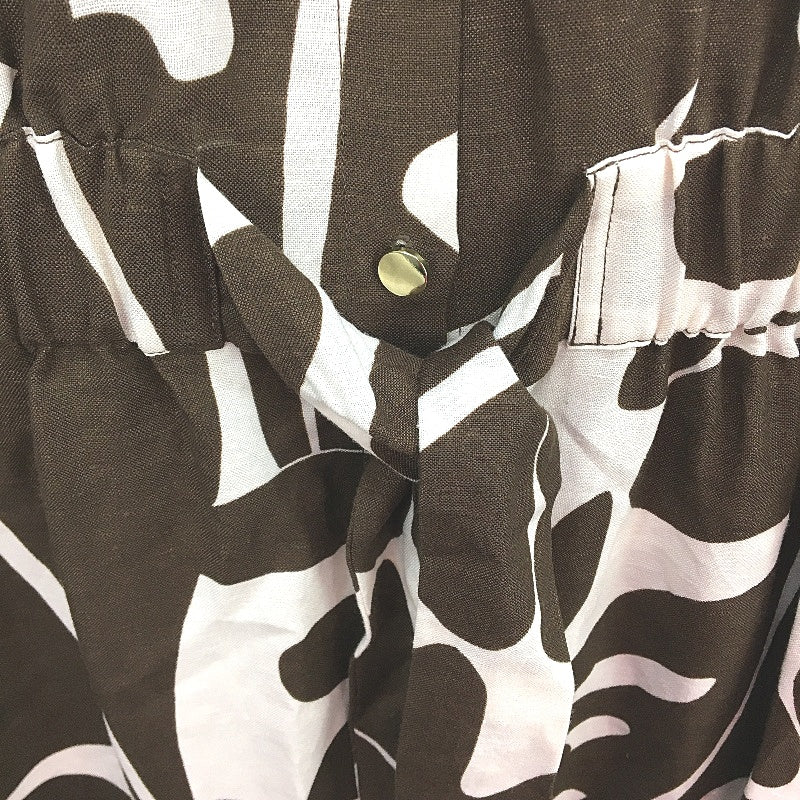 Preview Brown & Cream Patterned Linen Blend Shirt Dress Ladies Size 8 NEW - Image 5
