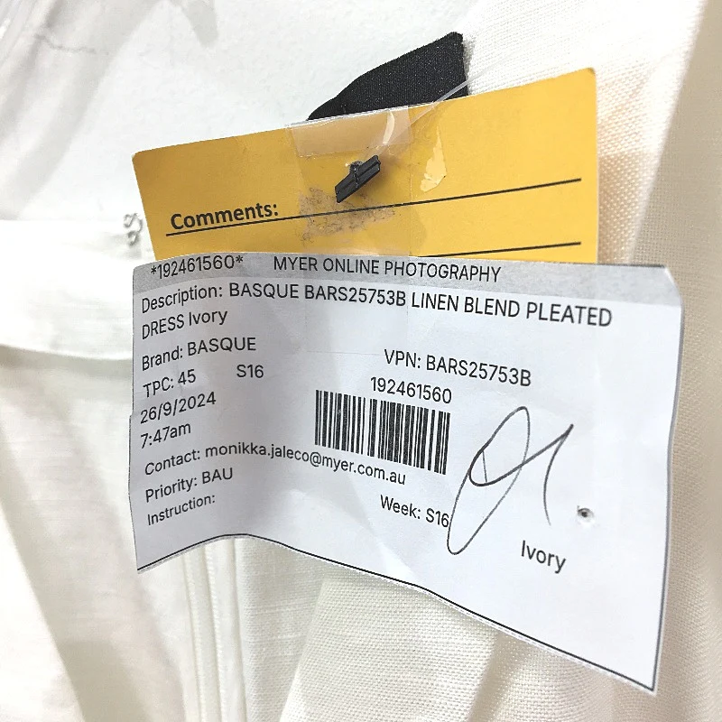 Basque Linen Blend Ivory Lightweight Summer Dress With Pockets Ladies Size 10 NEW - Image 5