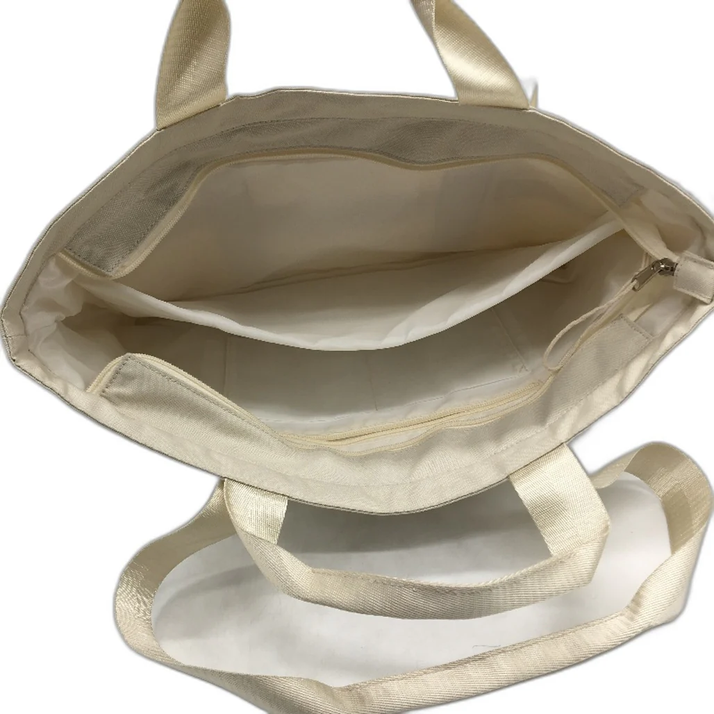 Everday Oversized Zip Up Cream Tote With Internal Seperator & Front Pocket NEW - Image 3