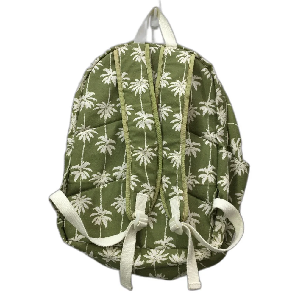 Washable Cotton Feel Large Beach Green Palm Front Zipped Pocket Backpack NEW - Image 2