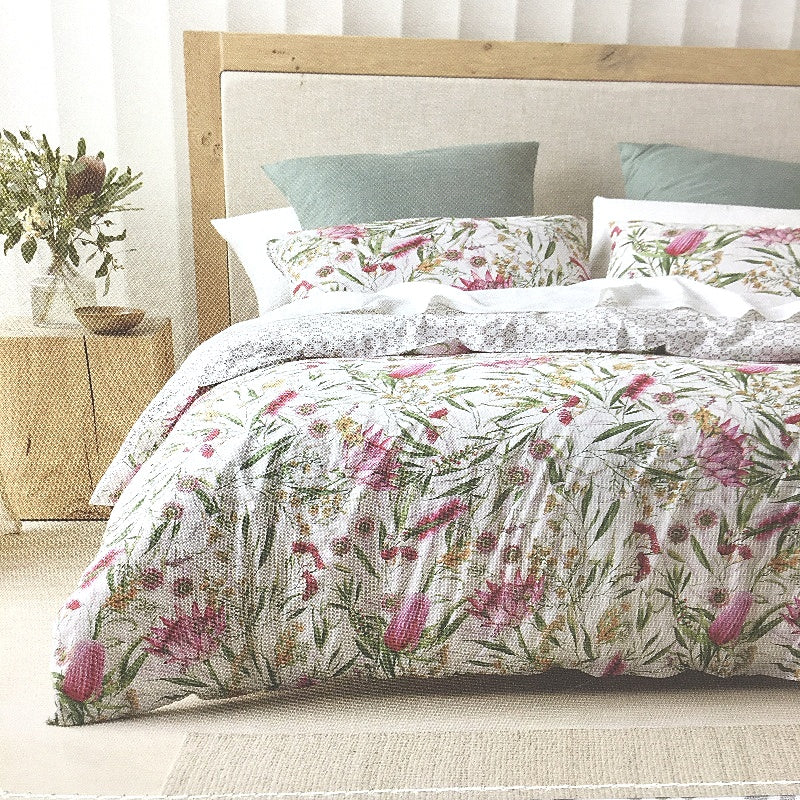 Kirkton House Australian Cotton Banksia Print Quilt Cover Set QUEEN Bed NEW - Image 3