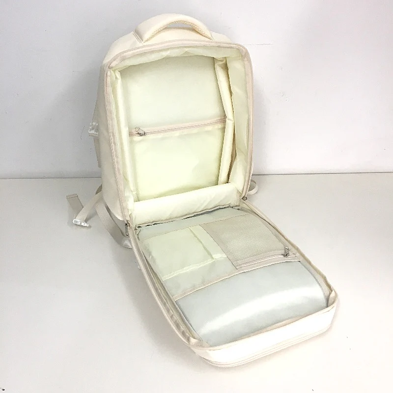 Expandable Travel Backpack Fully Openable Carry On Luggage Bag Cream NEW - Image 4