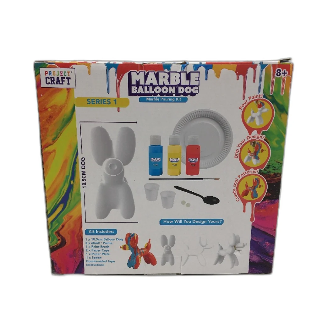Project Craft Marble Balloon Dog Pouring Paint Art Kit Neon Edition Age 8+ NEW - Image 2