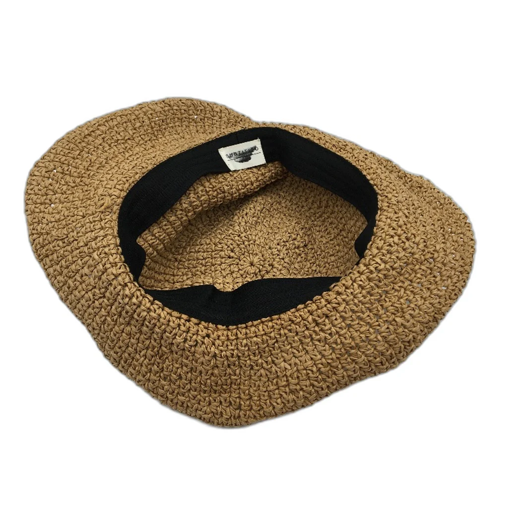Subtitled North Straw Paper Woven Bucket Hat Womens One Size Natural Yellow NEW - Image 4