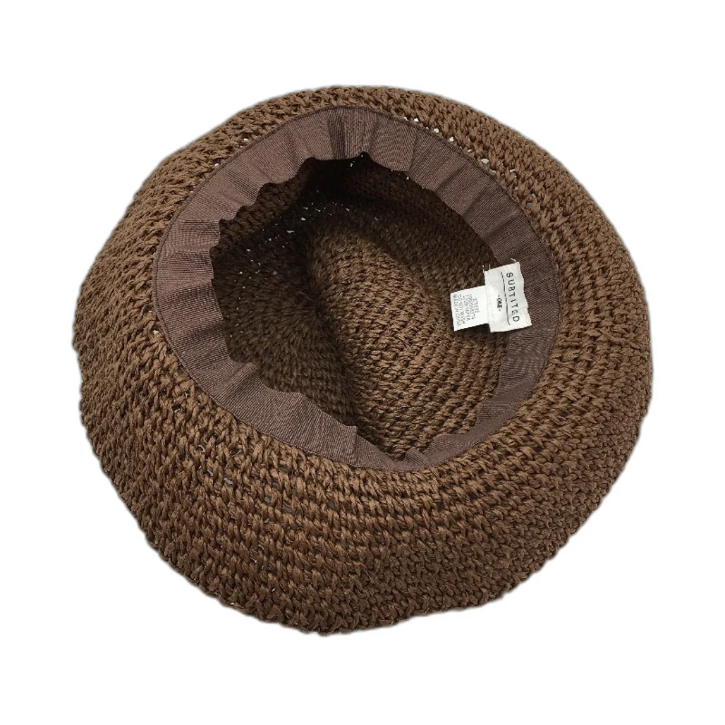 Subtitled North Straw Paper Woven Beach Bucket Hat Womens One Size Brown NEW - Image 3