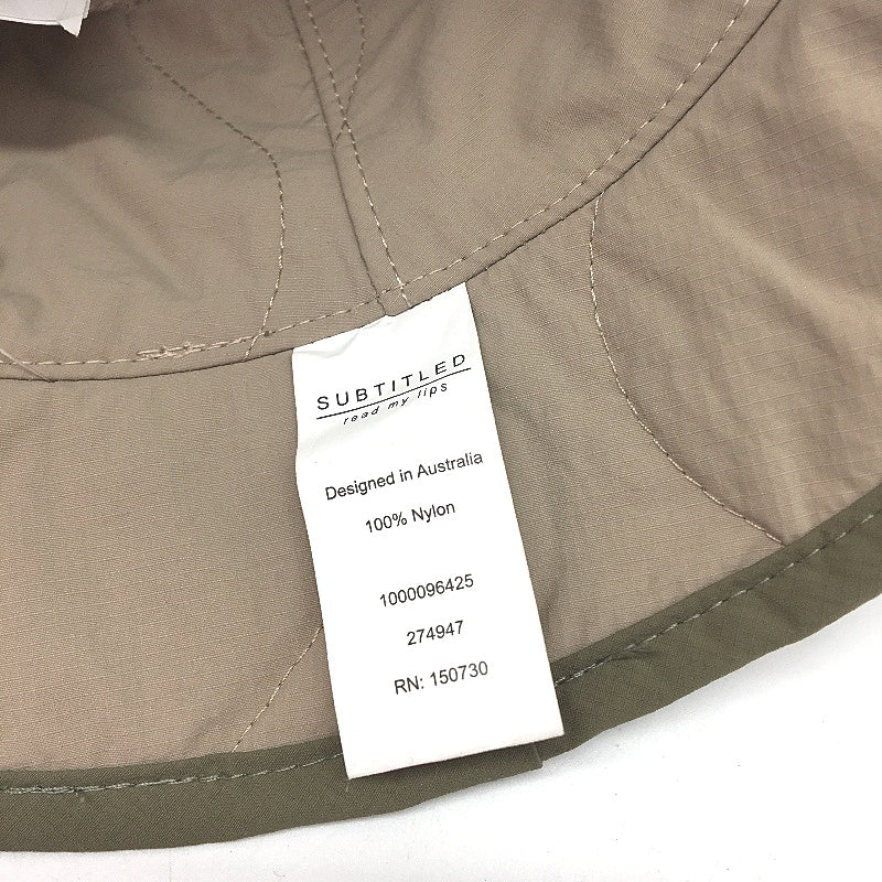 Subtitled Quilted Reversible Bucket Hat Unisex One Size Green & Khaki NEW - Image 4