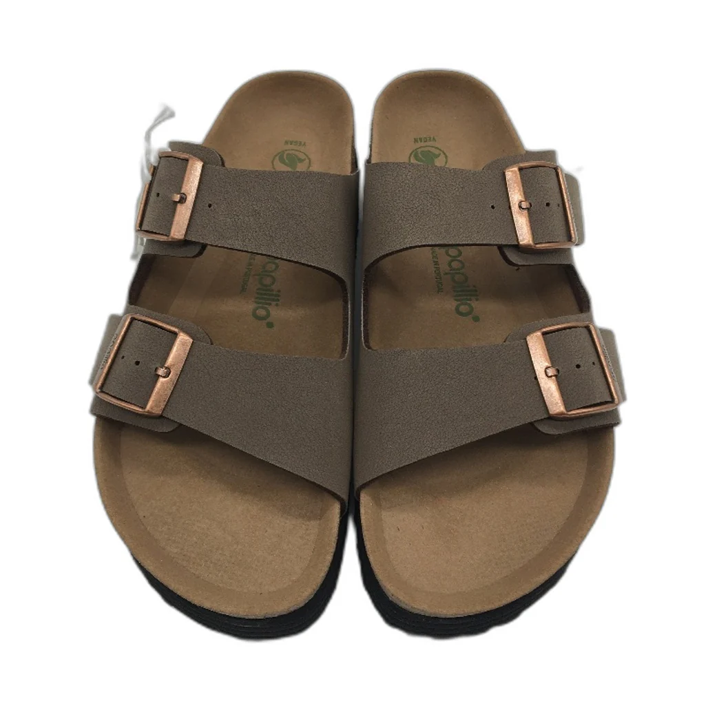 Papillio Vegan PU Leather Look Brown Slide Sandals Unisex US M9 L11 EU 42 NEW - Image 2