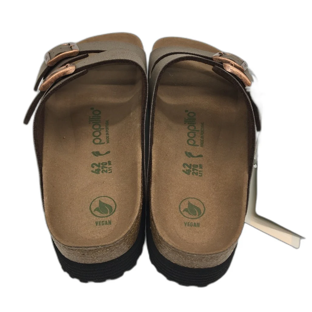 Papillio Vegan PU Leather Look Brown Slide Sandals Unisex US M9 L11 EU 42 NEW - Image 4