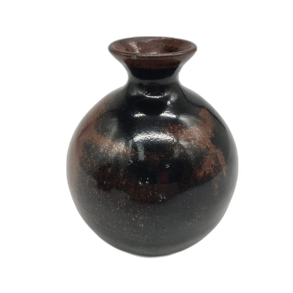 VINTAGE Non Matching Artisan Handcrafted Stoneware Pottery Brown Glazed Vases - Image 3